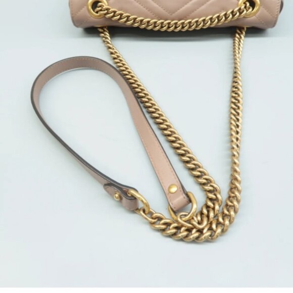 100% Authentic GUCCI GG Marmont Brown Leather Shoulder Bag - Picture 8 of 12